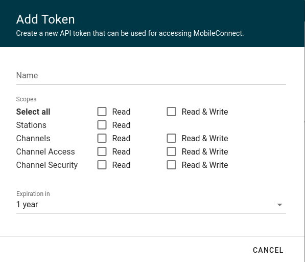 Add API Token Dialog